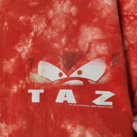 TAZ x VINTAGE 90's tie dye red tee single stitch tasmanian devil size XL - Picture 7 of 9